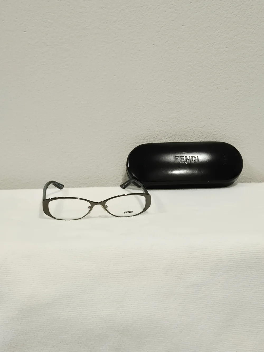 Fendi Authentic Gunmetal Oval Eyeglasses With Case